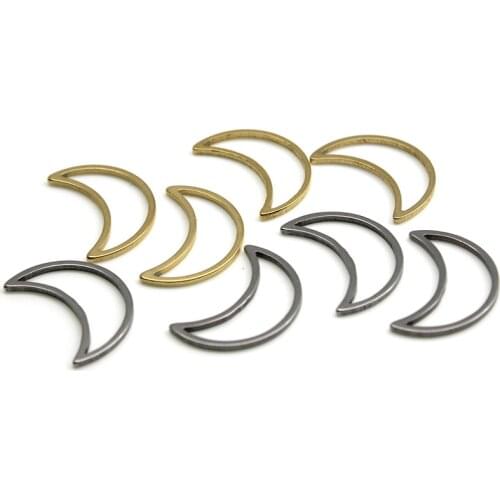 Hollow Moon Charms Stainless Steel Gold Plated Bracelet Connectors Necklace Pendant Findings DIY Jewelry Making Accessories
