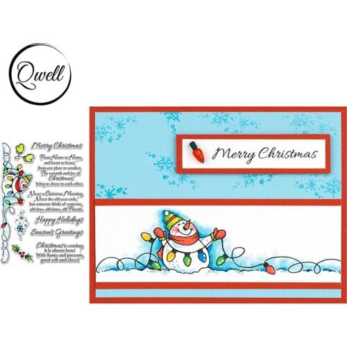 QWELL 4*6 inch Clear Silicone Stamps Words Special Wishes Seasons Greetings Merry Christmas DIY Scrapbooking Crafts Album 2020