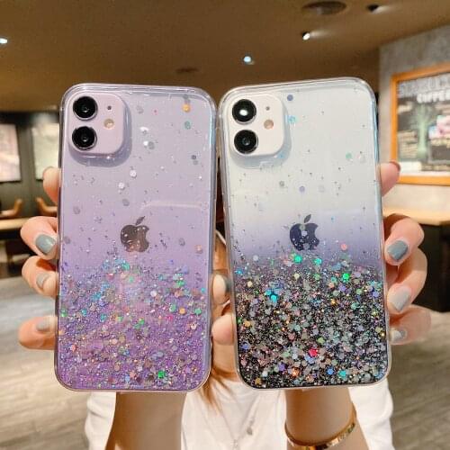 Luxury Gradient Glitter Phone Case For iPhone 12 Pro Max 11 ProMax XSMAX XR 7 8 Plus SE 2020 Blingbling Soft TPU Capa Cases