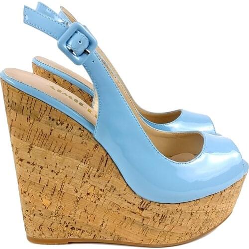 Women Summer Cork Wedge Platform Sandals Slingback Peep Toe High Heels Pumps Ladies Party Outdoor Comfortable Shoes Casual