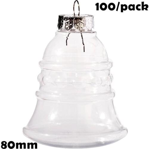 Free Shipping DIY Paintable/Shatterproof Christmas Ball Sphere Bauble Decoration Ornament 80mm Fillable Plastic Bell, 100/Pack