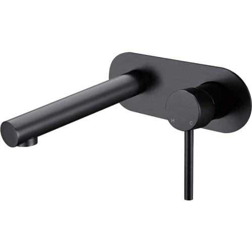 MTTUZK Solid Brass Concealed Faucet, Black Hot and Cold Double Hole In-wall Faucet, wash basin Tap