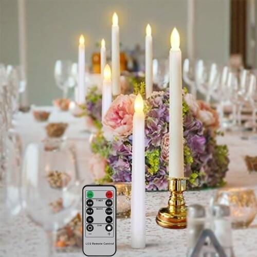 20 CM Long Candle Remote Plastic LED Fake Candles Christmas Cone Candle Battery Powered Birthday Party Dinner Home Decoration