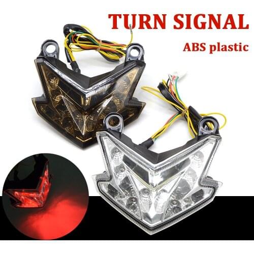 12V Motorcycle Tail Light LED Integrated Brake Smoke Turn Signal Light Red Amber Motorbike License Plate Lamp Indicators