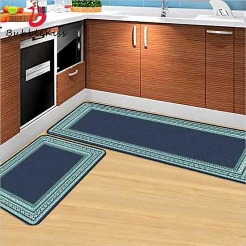 Bubble Kiss European style Dark Blue Thick Strip Kitchen Mat Polyester Floor Mat Wrinkle-Resistant Kitchen Mats for Floor