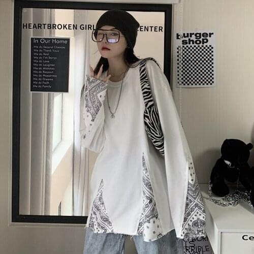 Mandala Print Spring Long Sleeve T Shirt for Women Ladies Tshirt Korean Style Loose Tee Tops Oversized Clothes