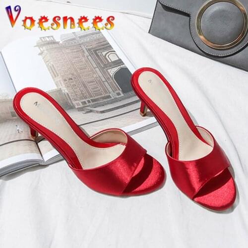 Sweet Mule Women Shoes Slippers Silk Simple Mules Slip-on Kitten Heels Slippers Women Dress Shoes Causal Outdoor Ladies Shoes