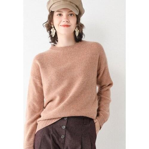 LHZSYY Autumn Winter New Round Neck Cashmere Sweater Woman Pullover 2020Short Large size Thick100%Wool Base Shirt Knitted Blouse