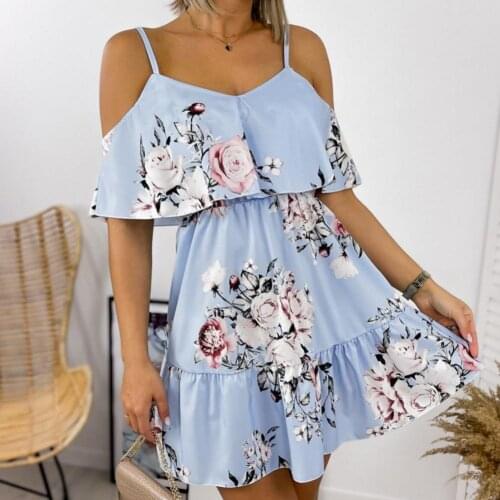 70% Hot Sell Women Dress V-neck Large Hemline Comfortable Casual Ruffled Large Flounce Hemline Beach Dress for Dating