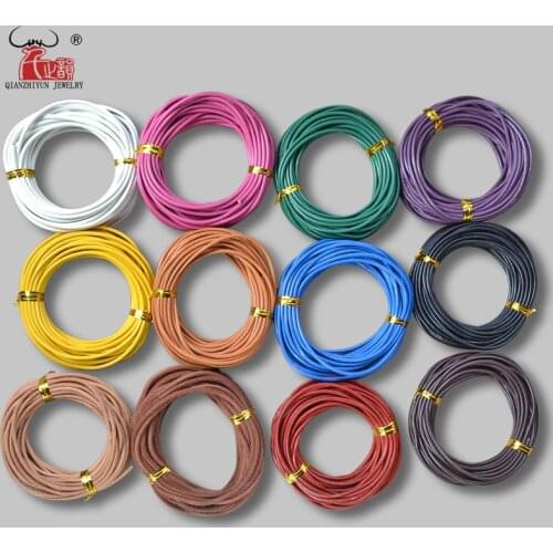 10Meter Natural Real Genuine Leather Cord 2mm Round Rope String for DIY Necklace Bracelet Jewelry Cord Black, white, brown, blue
