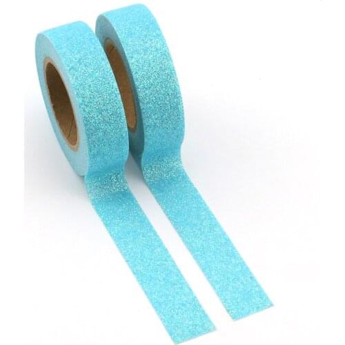 10pcs/Lot Light Blue powder Washi Tape Glitter Japanese Stationery 15mm* 5meter Kawaii Paper Scrapbooking Tools Decorative Tape