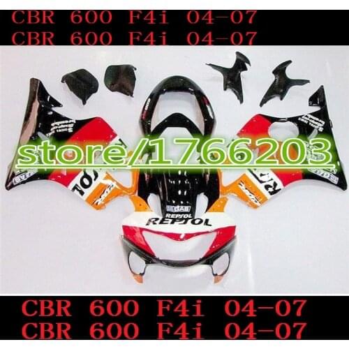 100% fit injection fairing for Honda CBR600 F4i 04 05 06 07 red black fairings kit CBR600F4i 2004-2007