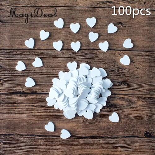 100pcs White 21x20mm Mini Wooden Hearts Shapes Pieces Decor Embellishment Art Craft Card Making Scrapbooking Wedding Favors