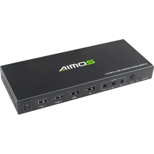 2 In 1 Out 2-Port USB DVI KVM Hdm Switch Switcher Support USB Switch 1 Monitor Splitter for 2 PC Sharing Keyboard Mouse Printer
