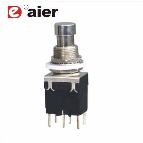 50PCS DPDT ON-ON Latching Push Button Switch Electrical Foot Switch With PCB Terminal PBS-24-202P 6PIN For Guitar Effects