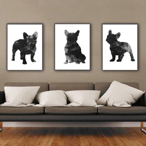 5D Diy Diamond Painting triptych Cross Stitch Full Square Round Diamond Embroidery Black French Bulldog Mosaic StickerZP-2400