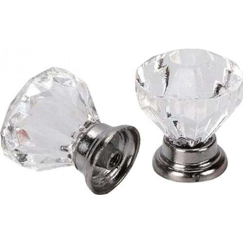8/16pcs Hot 30mm Diamond Clear Crystal Glass Door Pull Glass Knob Drawer Door Crystal Diamond Handle Pull Dia Wardrobes Cabinets