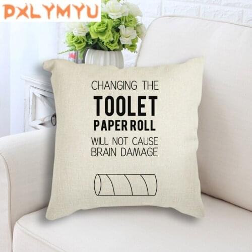 Throw Pillow Case Decorative Cushion Cover Funny Toilet Paper Note Quote Linen Cushion for Sofa Pillowcase