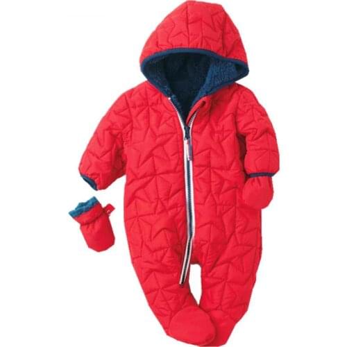 Baby girls/baby boys autumn/winter hooded romper, one-piece romper, jumpsuit, overalls, fleece lining size 3M to 18M