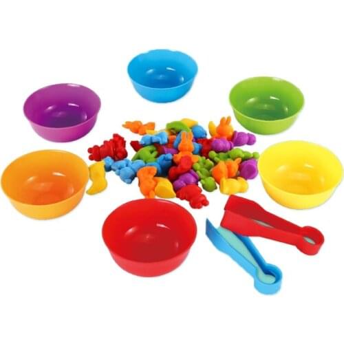 Montessori Toys Box Rainbow Counting Rainbow Stack Bowls Counting Toys Educational Children Game