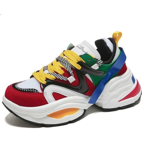 Dropshipping Trendy Women Sneakers Thick Sole Ladies Platform Shoes Web Celebrity Chunky Dad Sneakers Chaussures Femme Buty