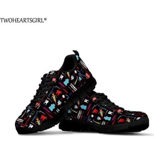 Twoheartsgirl Breathable Mesh Flats Shoes Woman Nurse Sneakers tenis feminino Nurse Dentist Flats Shoes Plus Size Women Shoes