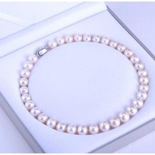 Fashion jewelry Free Shipping women gift word Jewelry Silver Clasp 17INCH AAAA 10-11mm Natural south sea genuine WHITE round pe