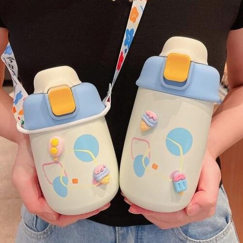 280Ml Thermos Bottle 304 Stainless Steel Cute Thermal Water Bottles Vacuum Flask Leakproof Portable Belly Cups For Kids Girls