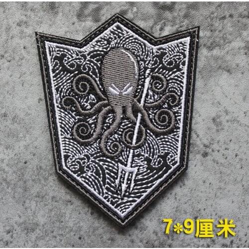 Custom American embroidery velcro patch sticker Trident octopus army armband patch Can be cutomized with your logo