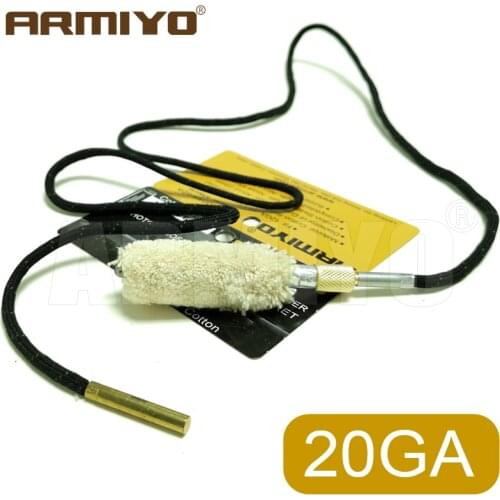Armiyo Cotton 20GA 20 Gauge 15.6mm Bore Swabs Brush Shot Gun Barrel Cleaner Set Cleaning Hunting Accessories Thread 5/16"-26T