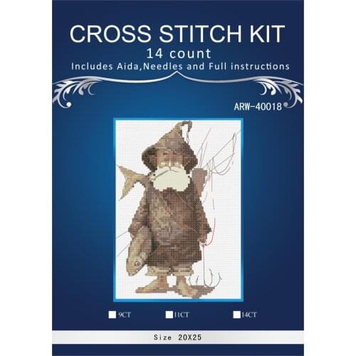 Oneroom Counted Cross Stitch Kit Le pecheur Nimue 54 Old Fisher Fishermen Man and Fish