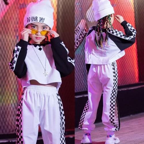 Girls Jazz Dance Performance Clothing ChildrenS Plaid Loose Suit Autumn And Winter Kids Hip-Hop Street Wear 110-180 Cm DL5465