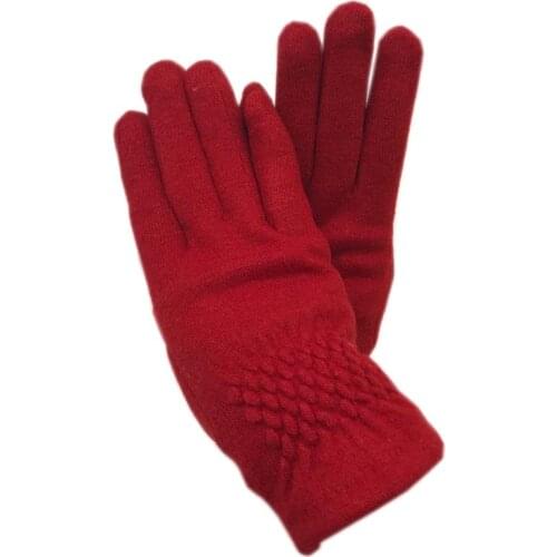 Gloves ladies red 2021 new lycra fabric super soft winter gloves autumn fashion sports riding composite suede for the elderly to