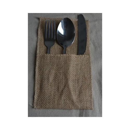 Hessian Cutlery Gift Bag 12x22cm pack of 24 Rustic Country Wedding Utensil Holder Knife and fork Burlap Pockets Sack