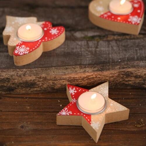 Lovely Christmas Wooden Tree Star Heart Shape Table Candle Holder Christmas boutique department stores home Wedding Party Decor