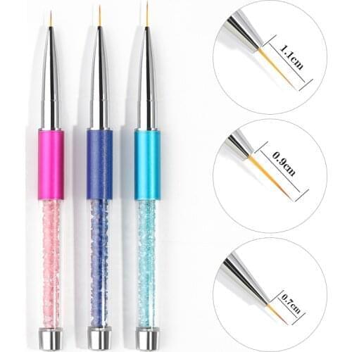 3 pieces Professional Nail Art Painting Brushes Nail Art Liner 3D Painting Brush Pen Rhinestone Beauty Uv Gel Manicure Tools