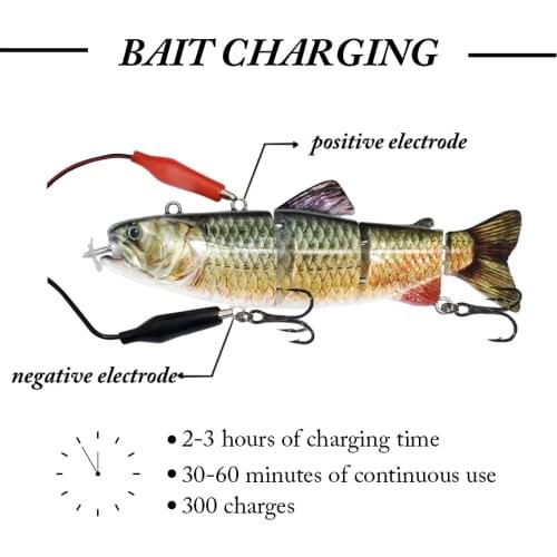 ODS Robotic Swimming Lures Fishing Auto Electric Lure Bait Wobblers For 4-Segement Swimbait USB Rechargeable Flashing LED light