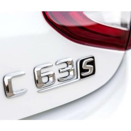 1set silver " C 63S " Car Trunk Rear Letters Word Badge Emblem Letter Decal Sticker for Mercedes Benz AMG C Class C63 AMG