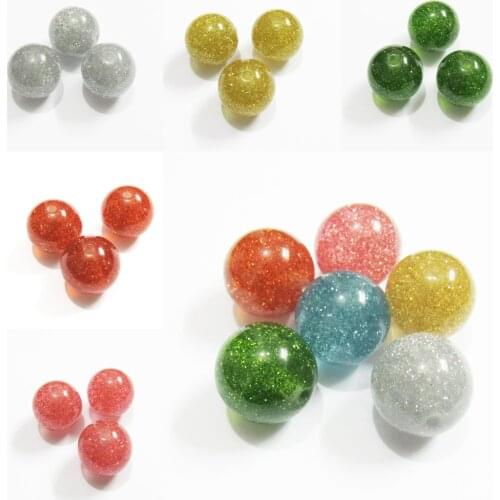 Choose Color/Size First ) Newest 12mm/16mm/20mm Bright Glitter Beads For Chunky Jewelry/DIY/Hand Made/Finding Beads