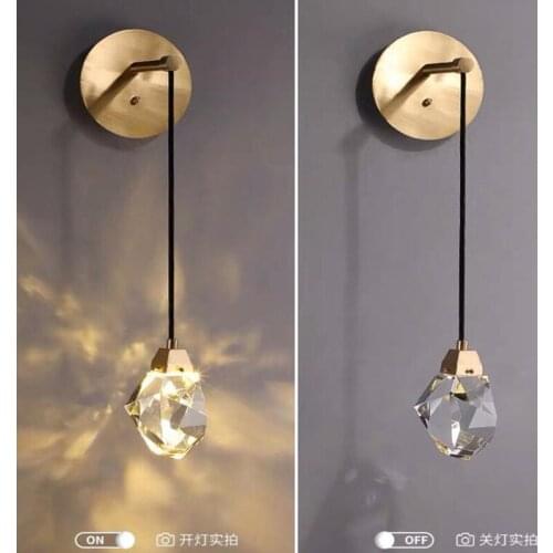 Modern minimalist crystal wall lamp living room bedroom bedsize diamond design crystal wall light sconces