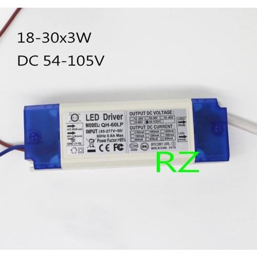 5PCS 40W 50W 60W LED Driver 18-30x3W 600mA DC54-105V High Power LED Powr Supply For Floodlight