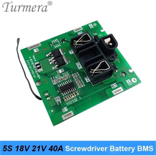 Turmera 5S 18V 21V 40A BMS Lithium Battery Board with Balance for 21V 18V Screwdriver Shurik and Vacuum Cleaner Battery Pack Use