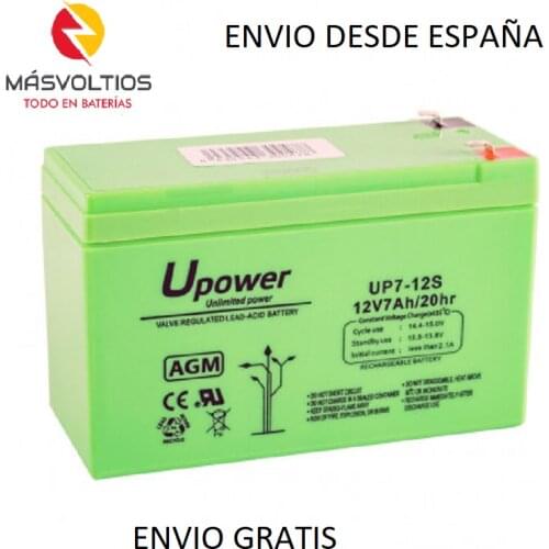 U-Power UP7-12S 12V 7Ah lead acid rechargeable battery for toys, UPS/SAI, security systems, alarms, electronic equipment