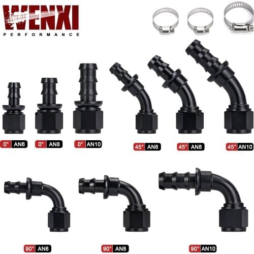 Universal AN6 AN8 AN10 Push-on Hose End Fittings Fuel Oil Cooler Hose Fitting 0 45 90 180 Degree Reusable Connection Adapter