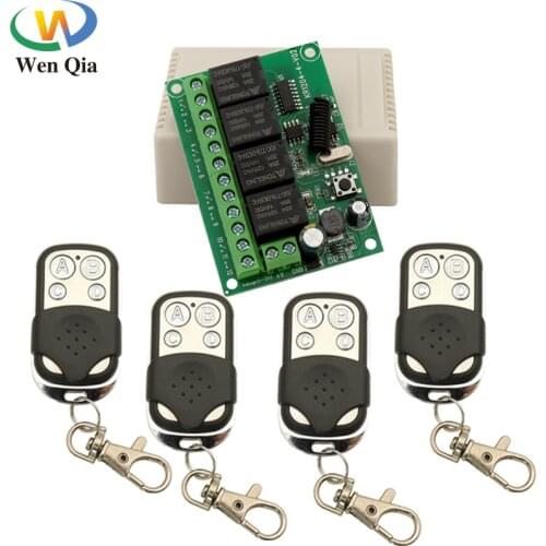 433MHz Universal Wireless Garage Remote Control Switch DC 6V 24V 30V 4CH 10A RF Relay Receiver Transmitter For Gate/Motor/Light