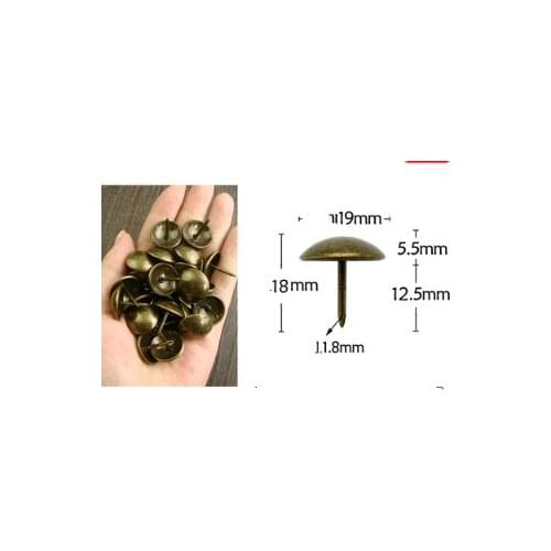 19*18mm Thickened foam sofa nail antique copper big head nail soft bag antique drawing door nail round head decoration