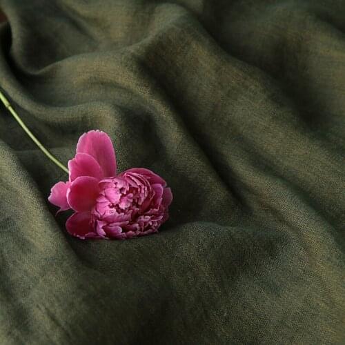 High-end pure linen patchwork Green system tissus Loose-fitting Loose-fitting dress clothes fabric