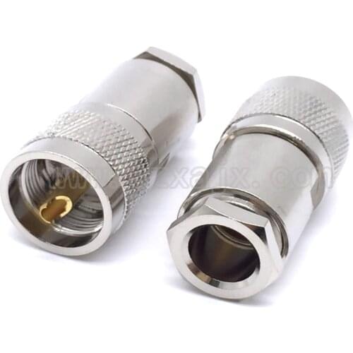 JX 1pcs PL259 UHF Male Plug Connector Clamp For RG8,RG213,LMR400 Straight Nickelplated fast shipping