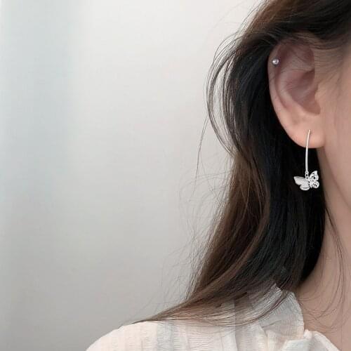 Tassel Round Bead Butterfly Drop Earrings For Women Simple Temperament Korean Fashion New Trend Jewelry Student Gifts BOYULIGE