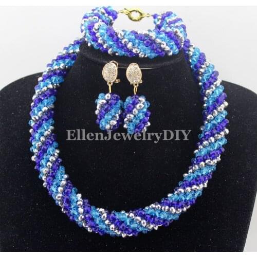 Fashion New African style Crystal beaded necklace women Jewelry Set African nigerian Wedding bridal beads Jewelry Set W11575